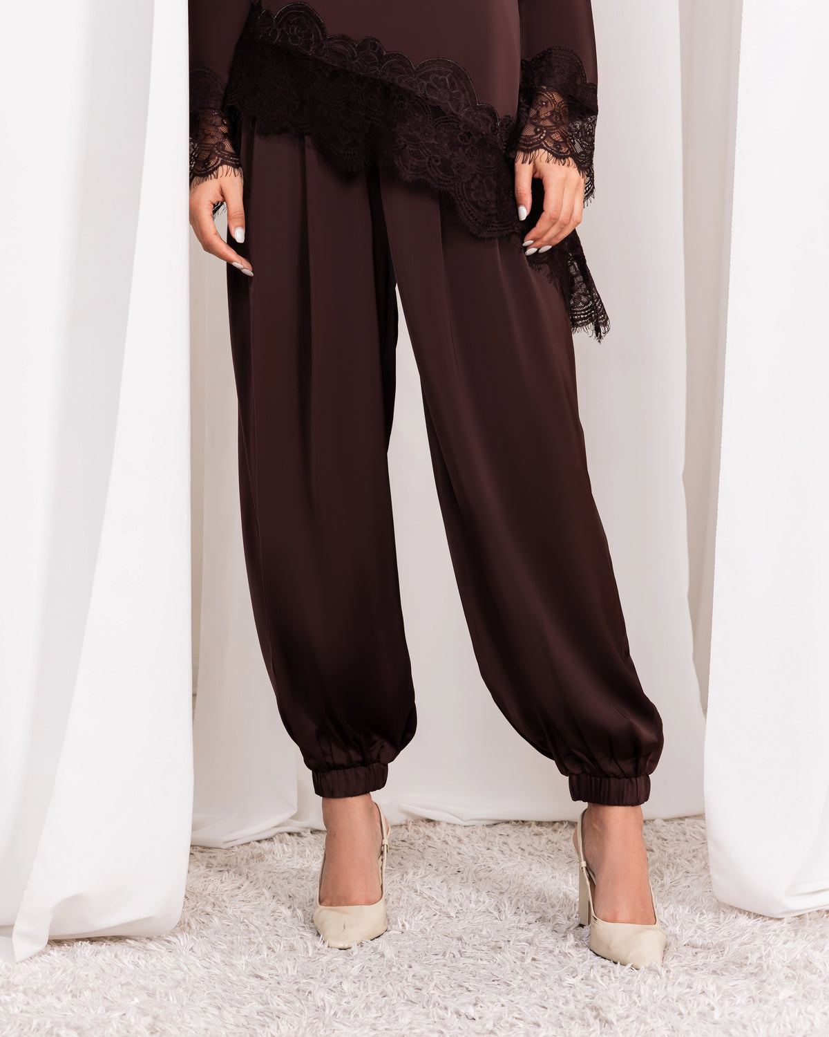 Diagonal Lace Top – Chocolate Brown