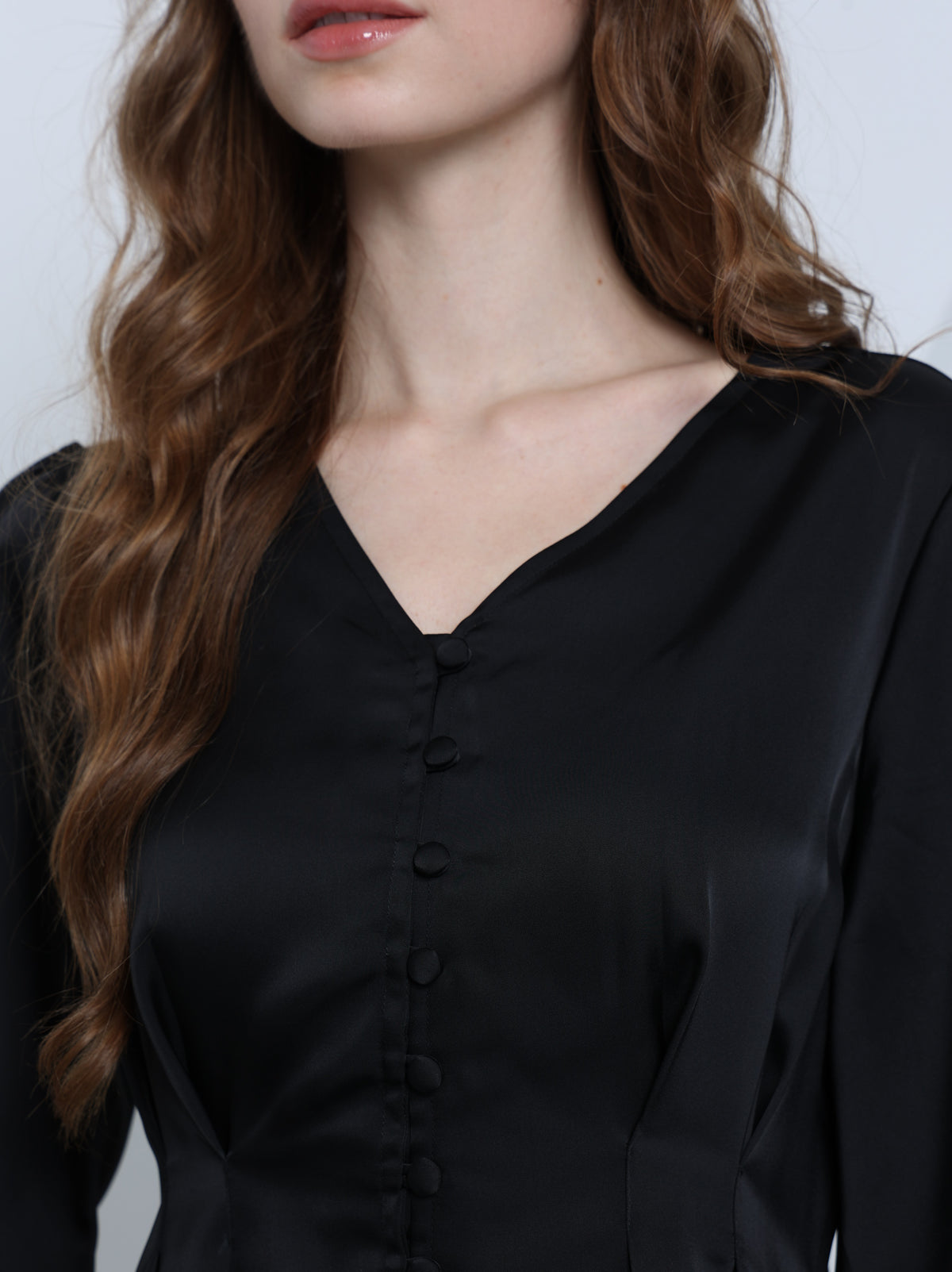 Aura Peplum Top – Midnight Black