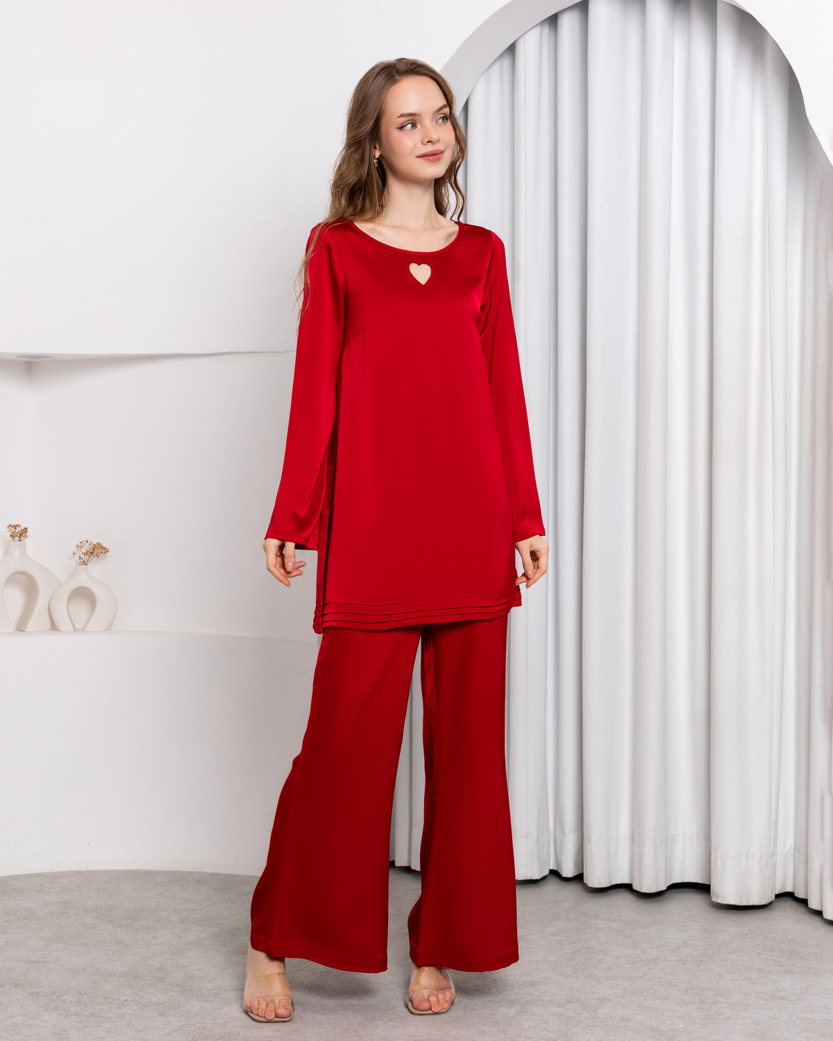 Aura Elegance Co-ord Set – Crimson Red