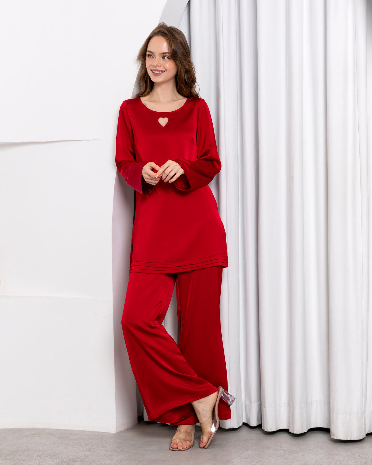 Aura Elegance Co-ord Set – Crimson Red