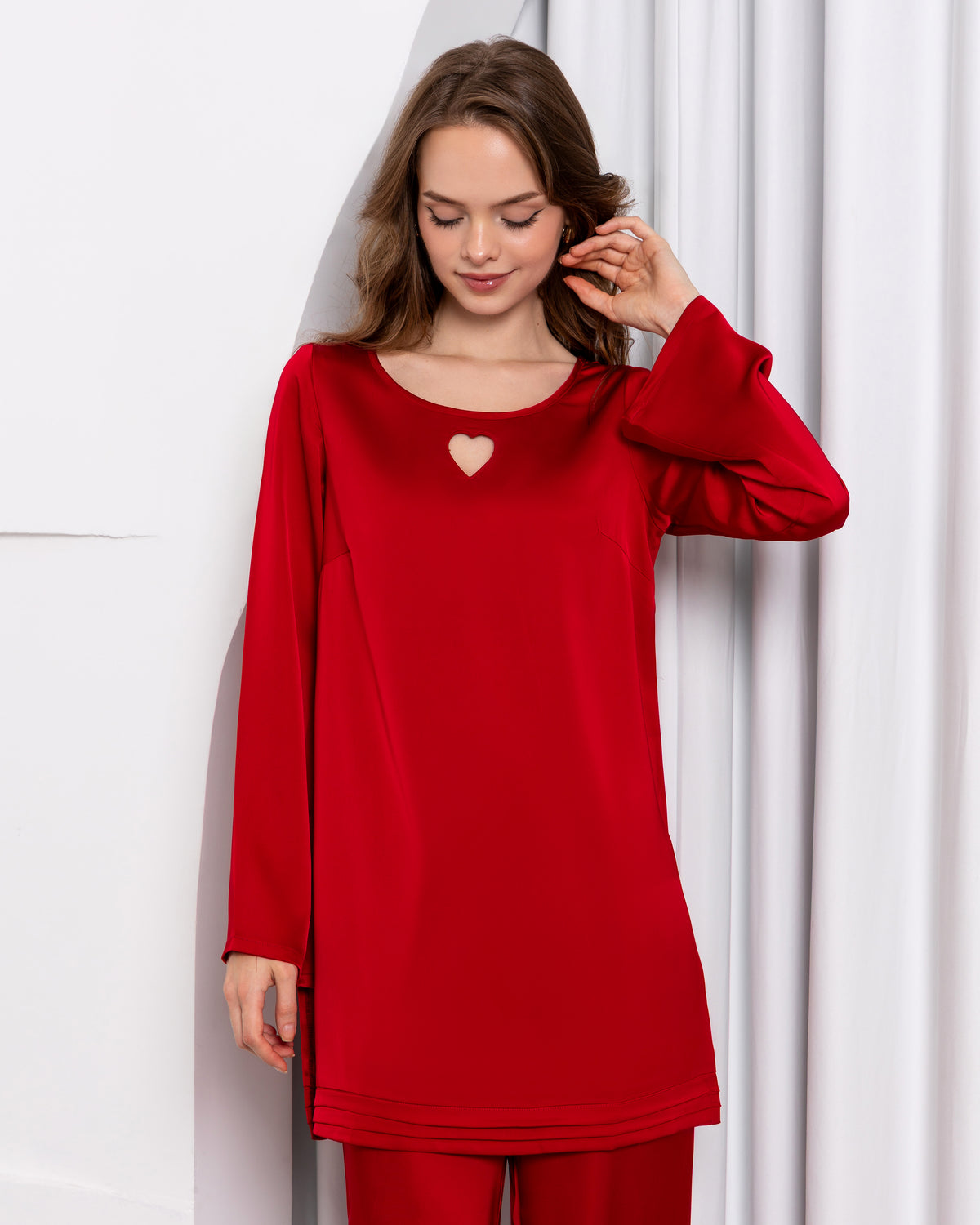 Aura Elegance Co-ord Set – Crimson Red