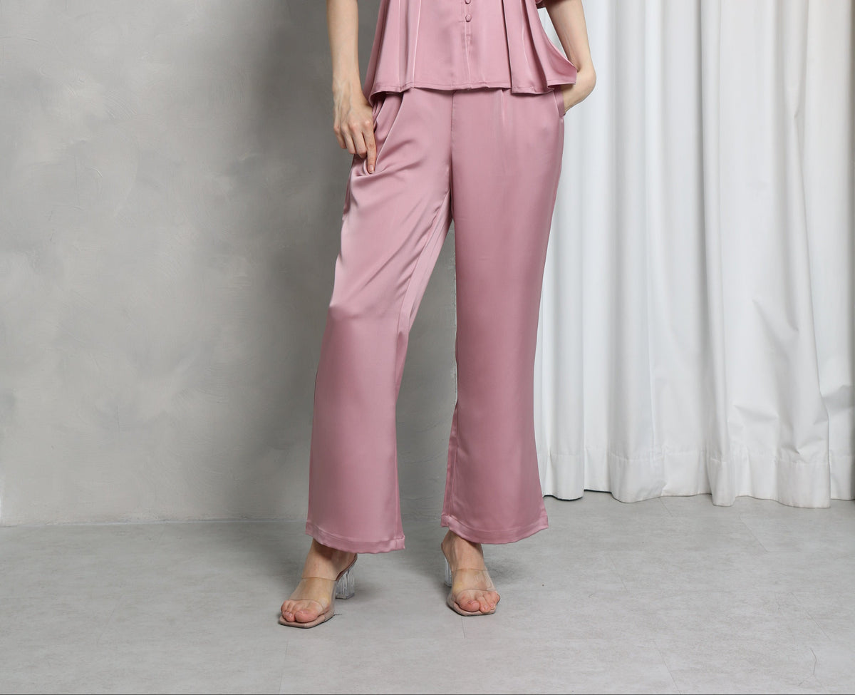 Aura Satin Trousers – Blush Pink