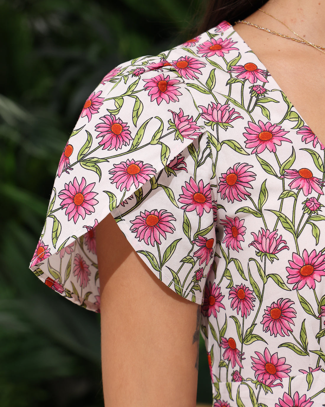 Floral Bloom Maxi Dress with Back Tie drawstring