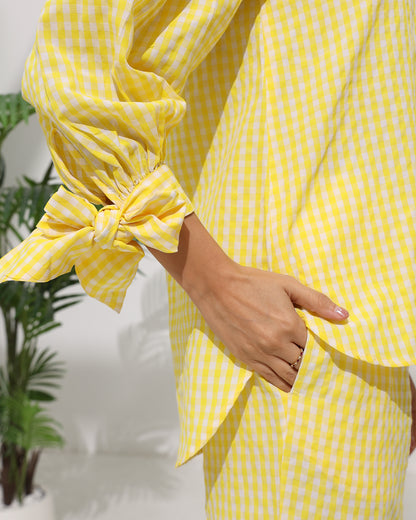 Gingham Check Co-ord Set with Tie Sleeve Detail