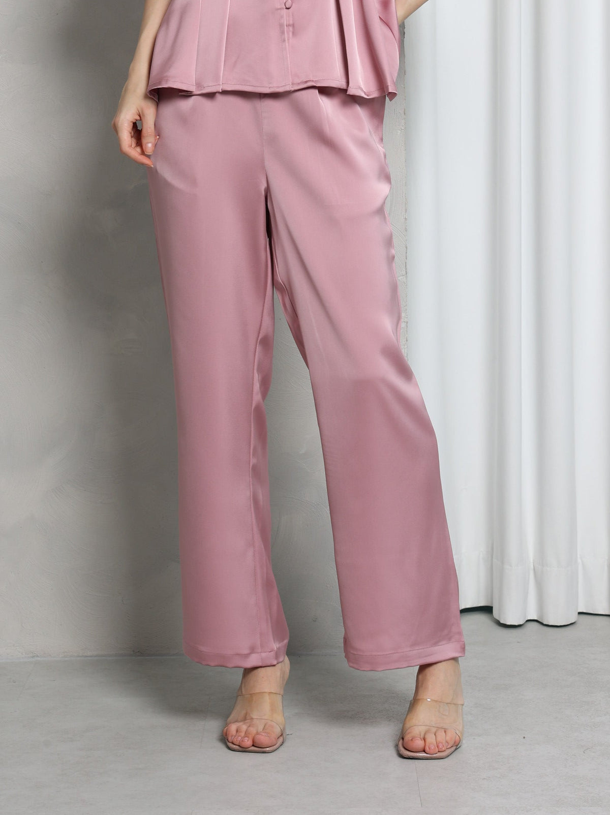 Aura Satin Trousers – Blush Pink