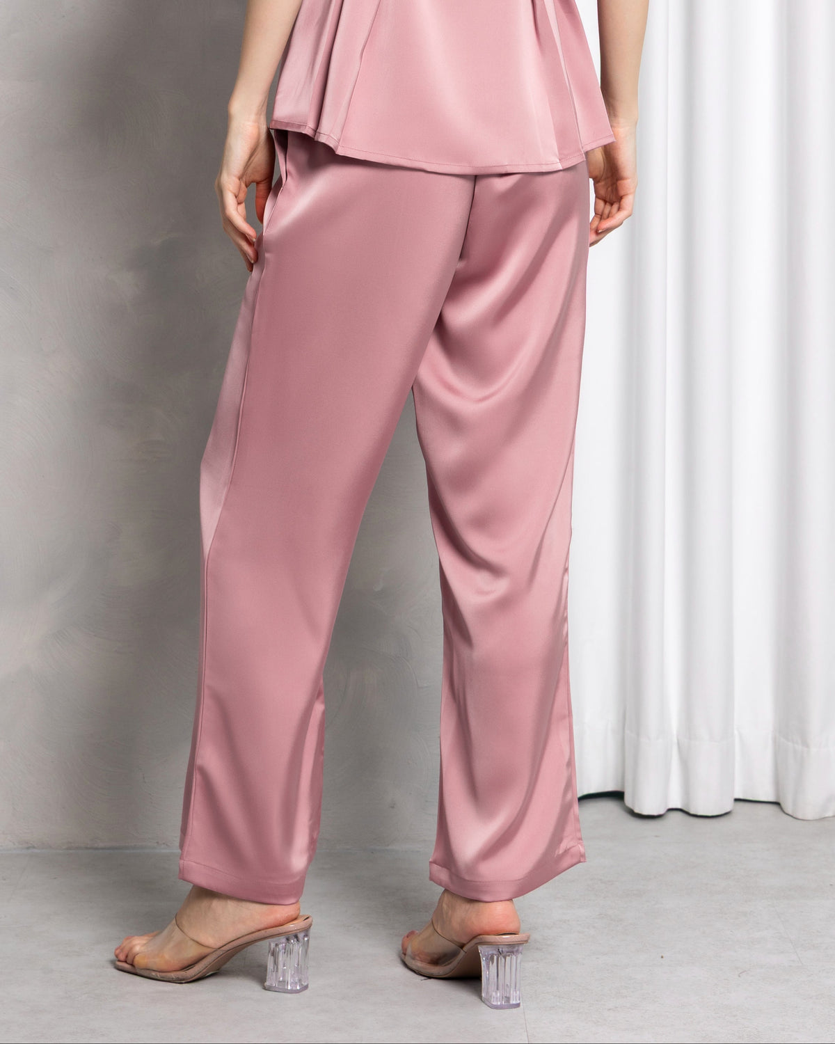 Aura Satin Trousers – Blush Pink