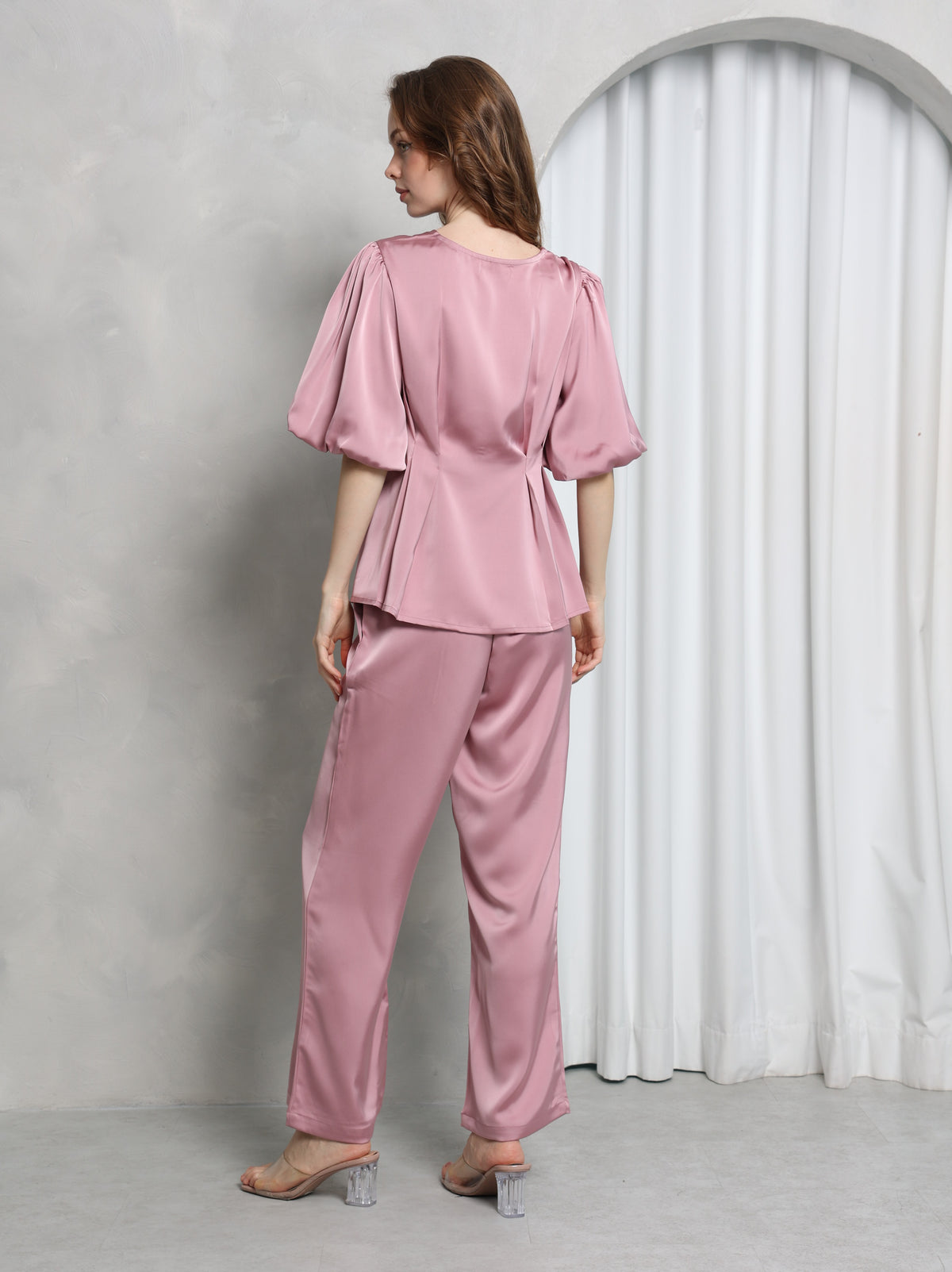 Aura Peplum Top – Blush Pink