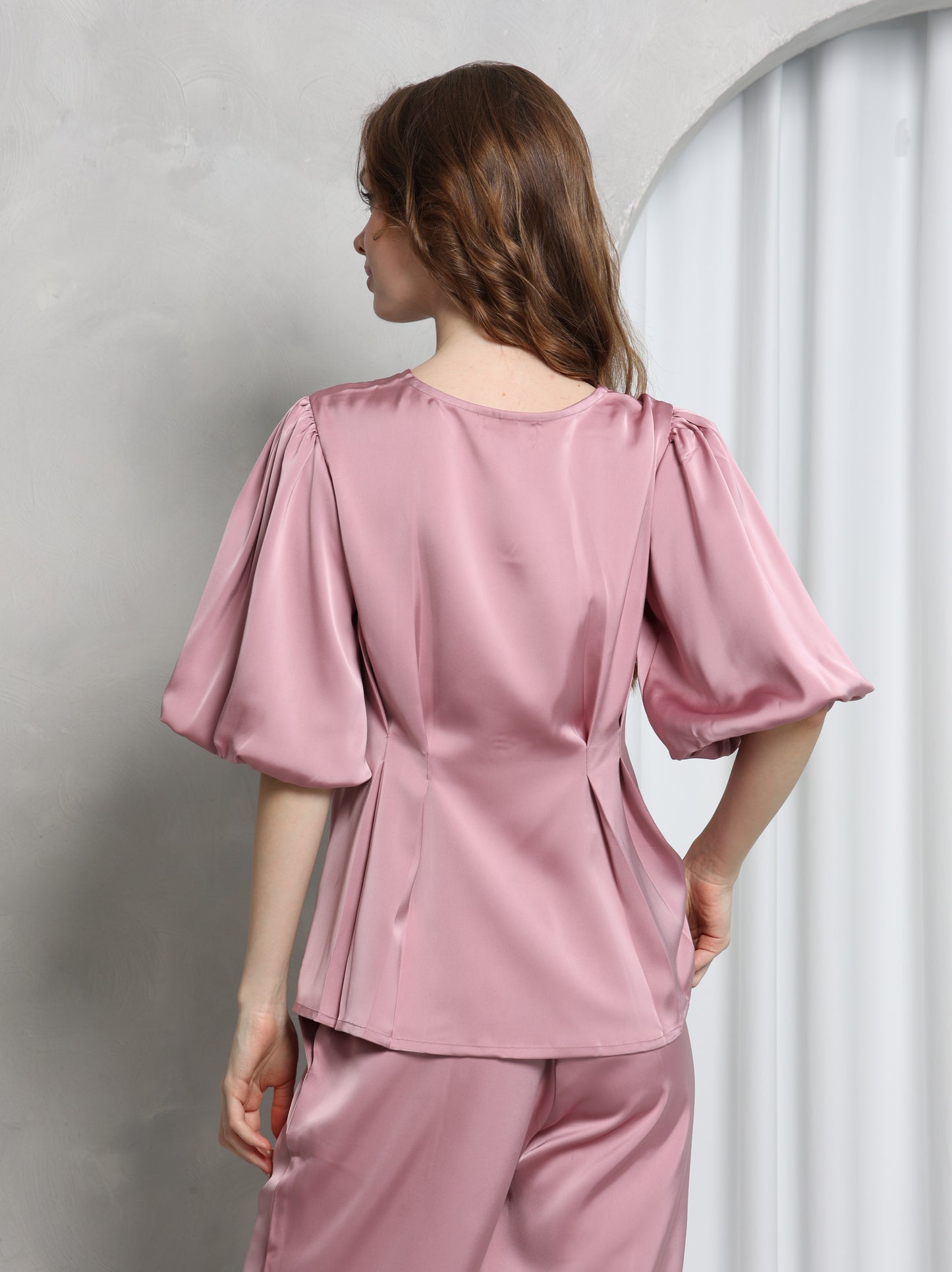 Aura Peplum Top – Blush Pink