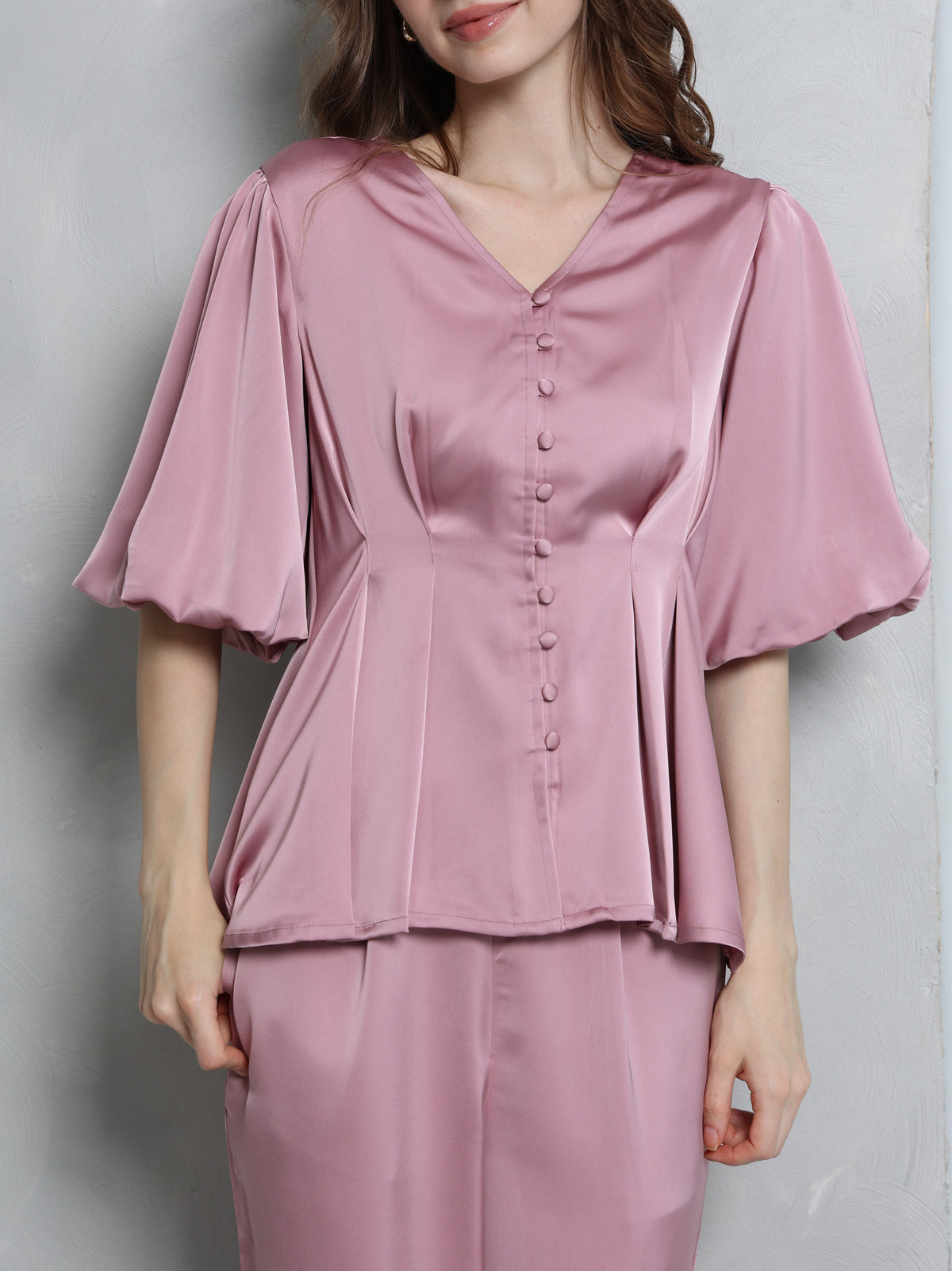 Aura Peplum Top – Blush Pink
