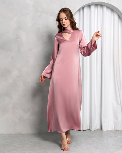 Aura Stole Satin Dress – Blush Rose | Women's Evening Wear