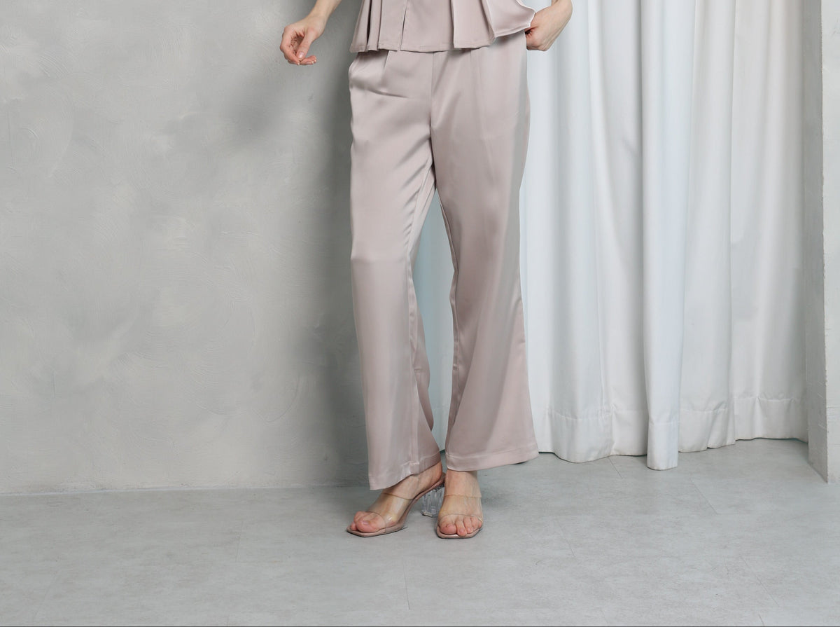 Aura Satin Trousers – Ivory Beige