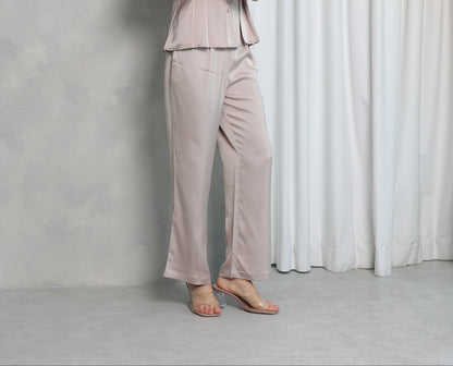 Aura Satin Trousers – Ivory Beige