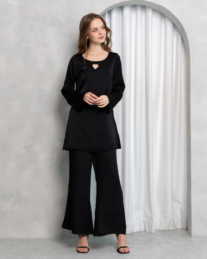 Aura Elegance Satin Co-ord Set – Midnight Black | Women's Workwear