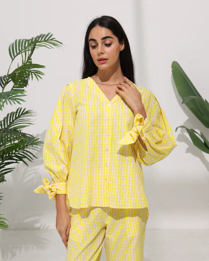 Gingham Check Top — Yellow