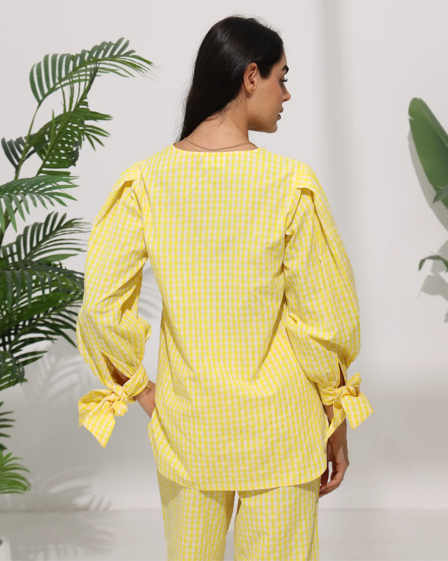 Gingham Check Top — Yellow