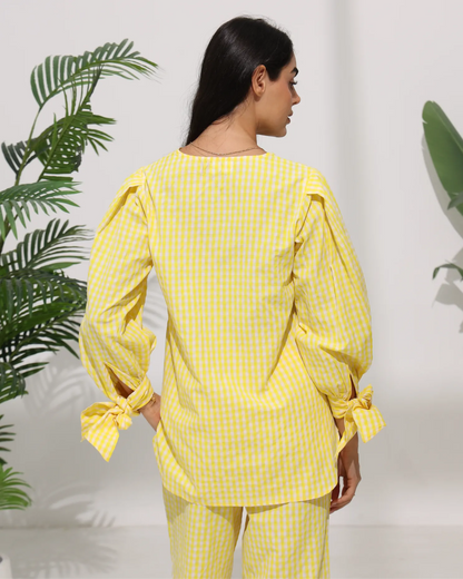 Gingham Check Top — Yellow