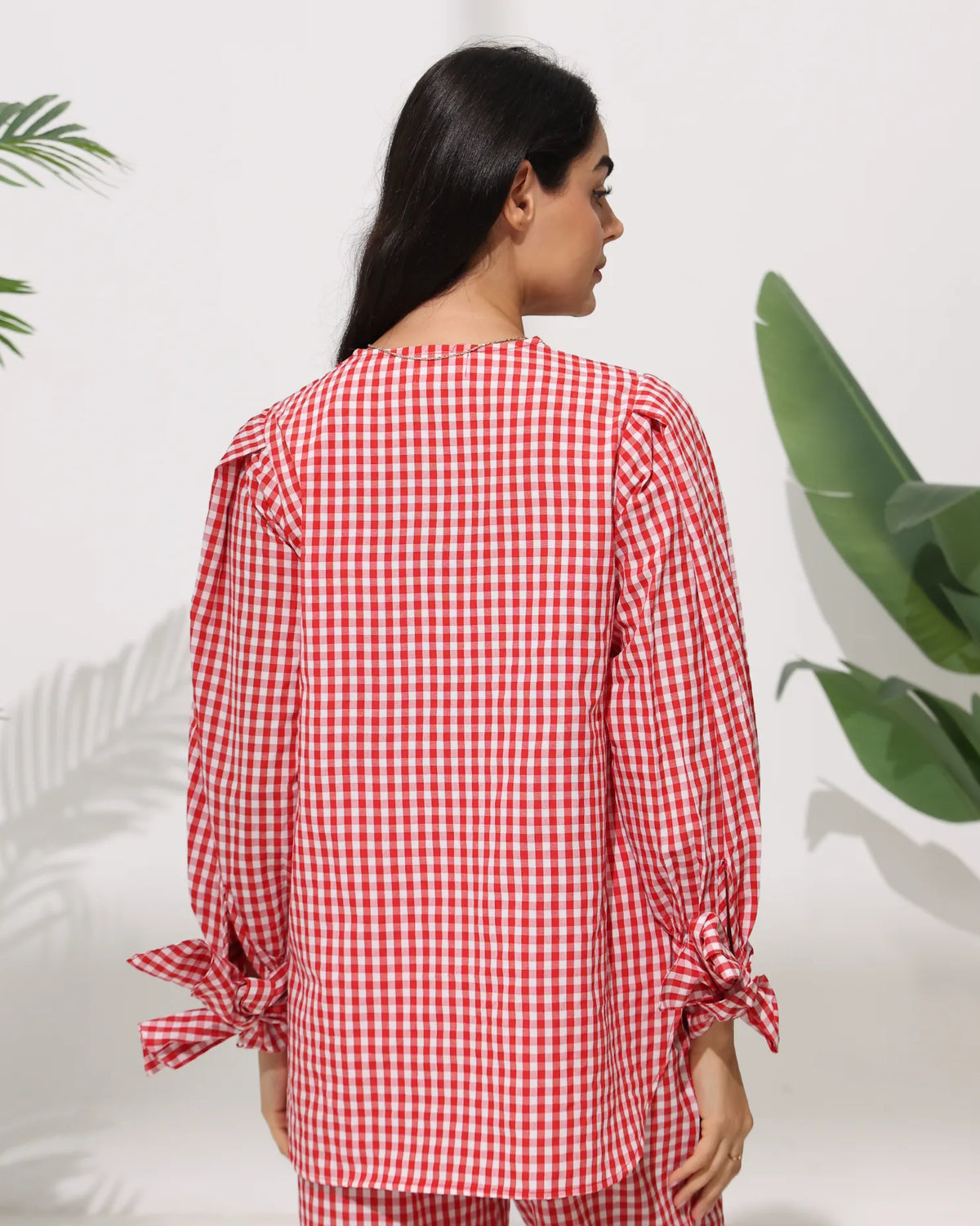 Gingham Check Top — Red