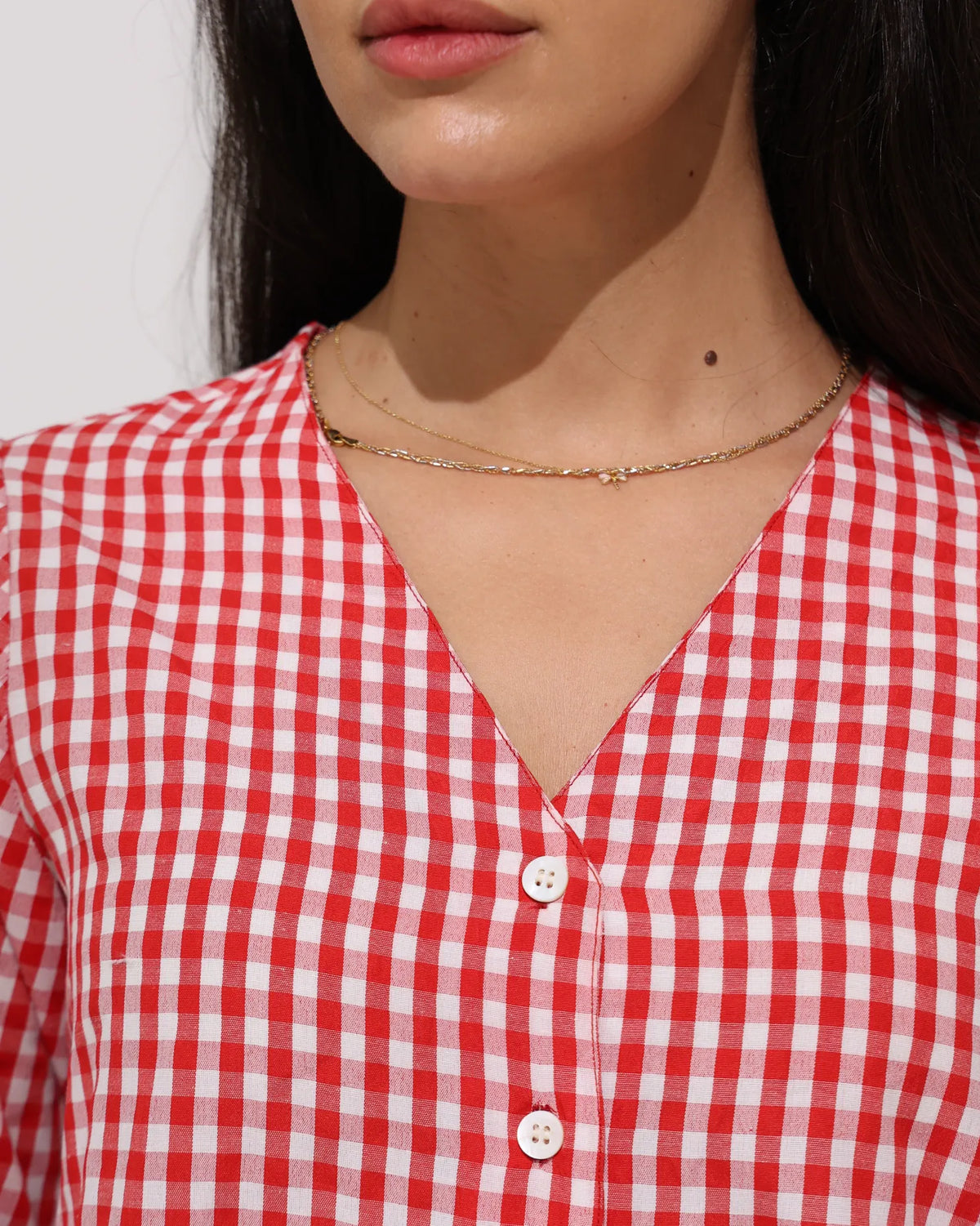 Gingham Check Top — Red
