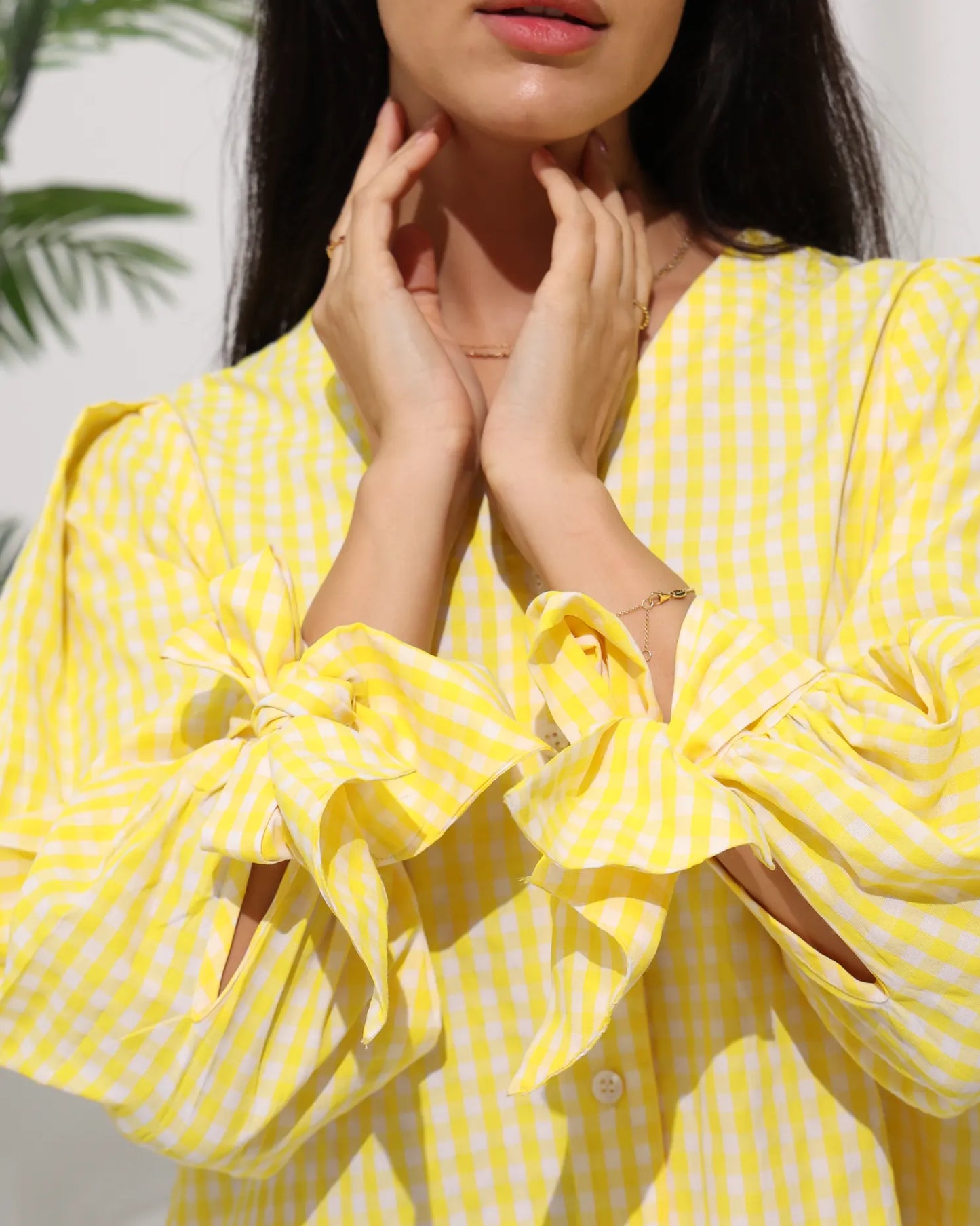 Gingham Check Top — Yellow