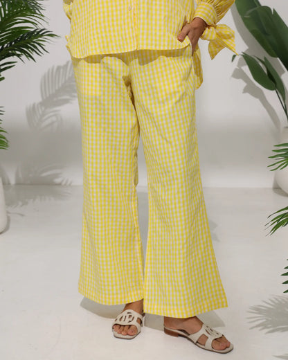 Gingham Check Pants — Yellow