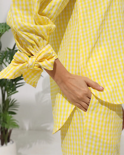 Gingham Check Pants — Yellow