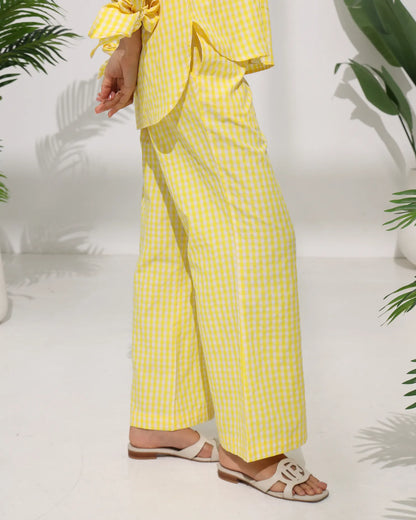 Gingham Check Pants — Yellow