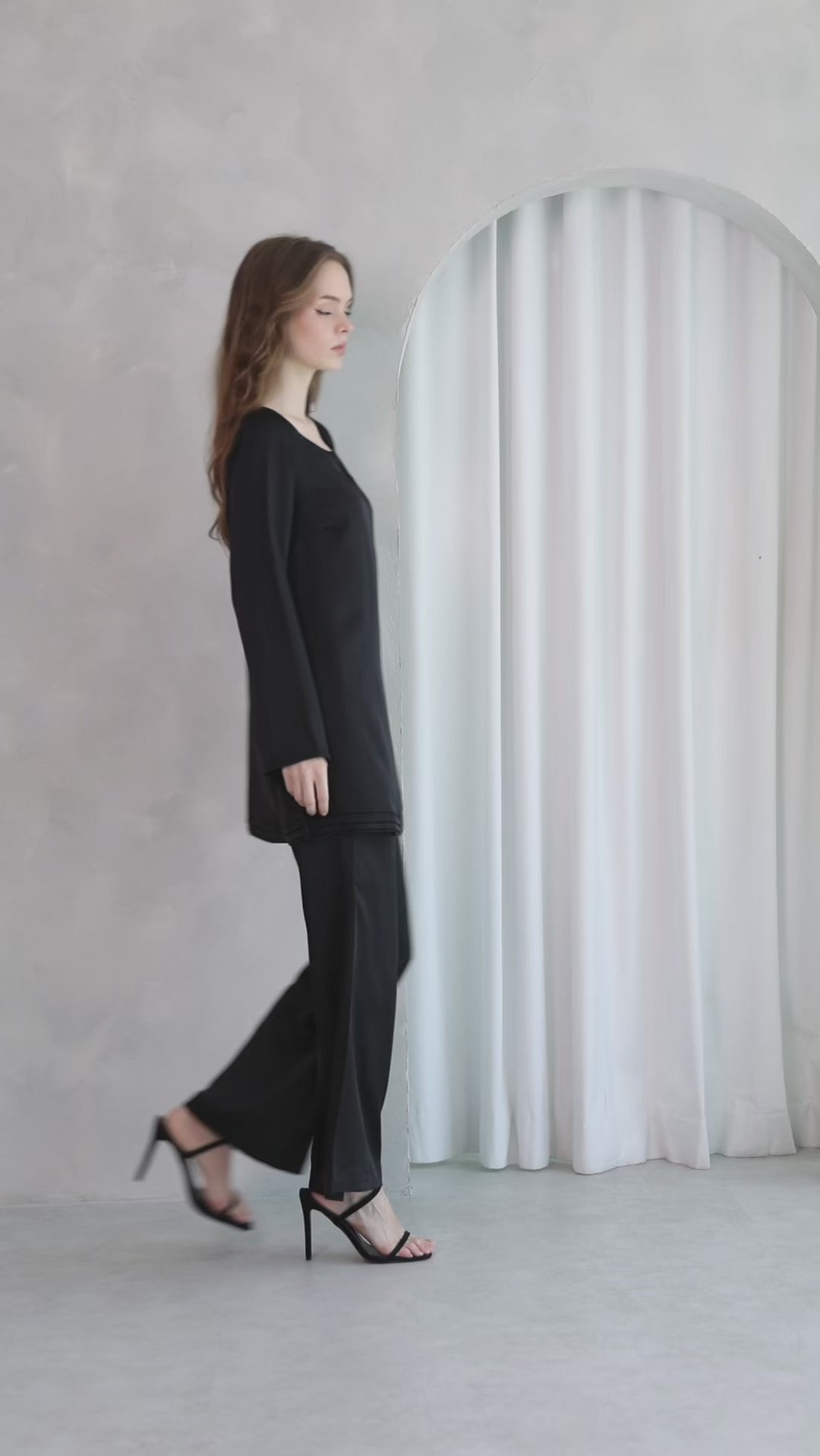 Aura Elegance Satin Co-ord Set – Midnight Black