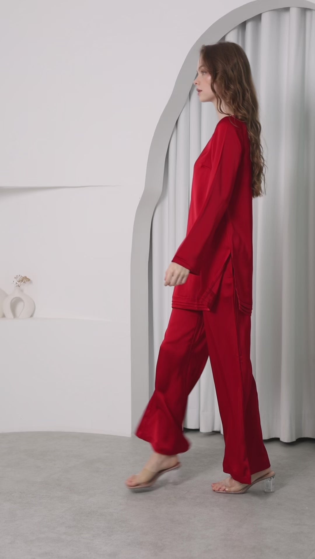 Aura Elegance Co-ord Set – Crimson Red