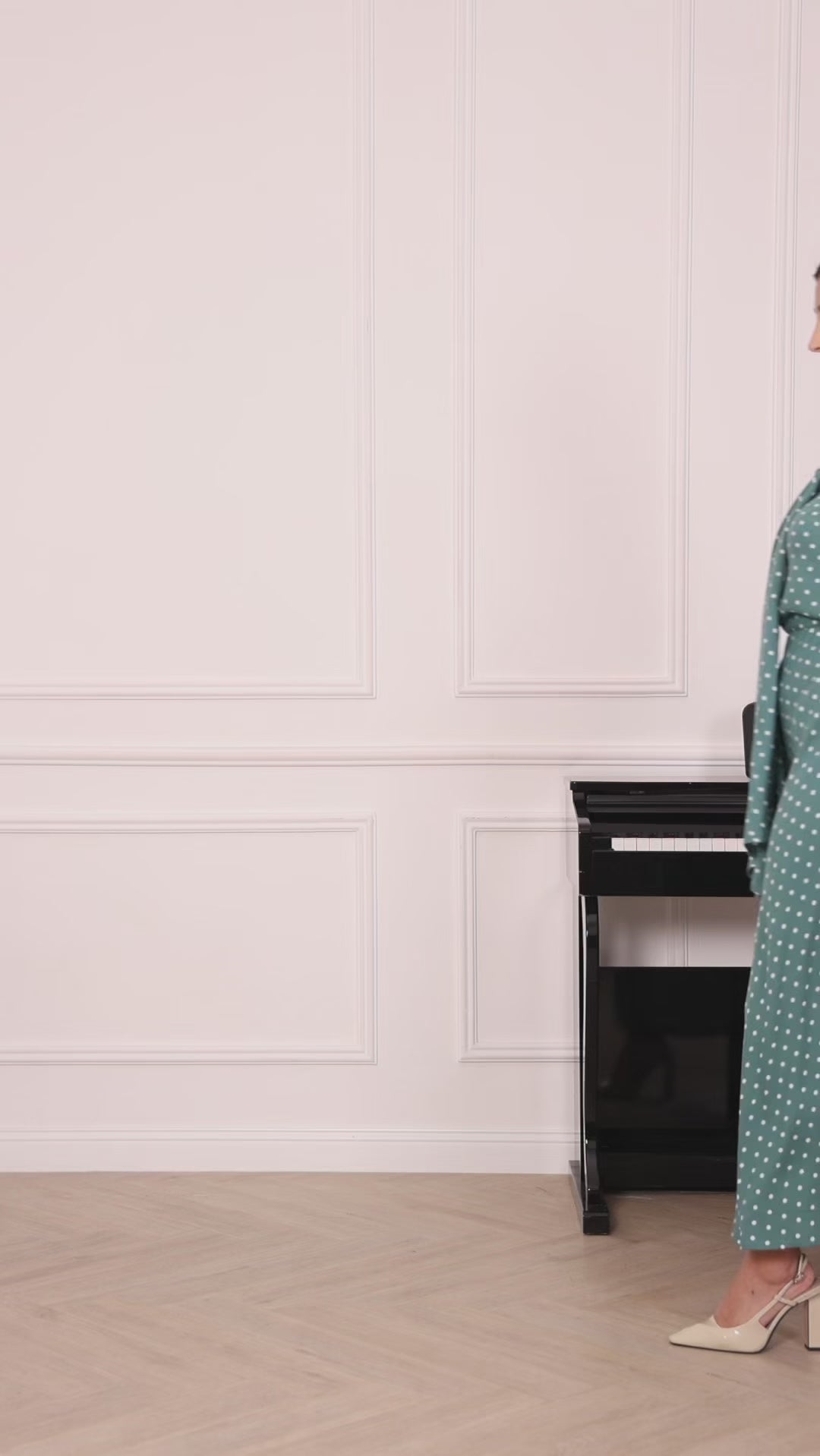 Sage Green Polka Dot Co-ord Set | Tie-Neck Two-Piece