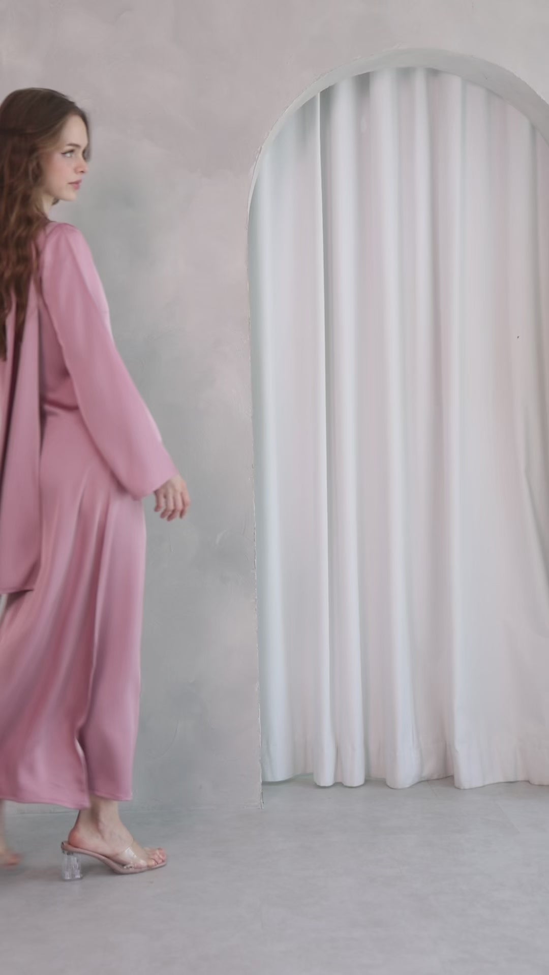 Aura Stole Satin Dress – Blush Rose | Women's Evening Wear